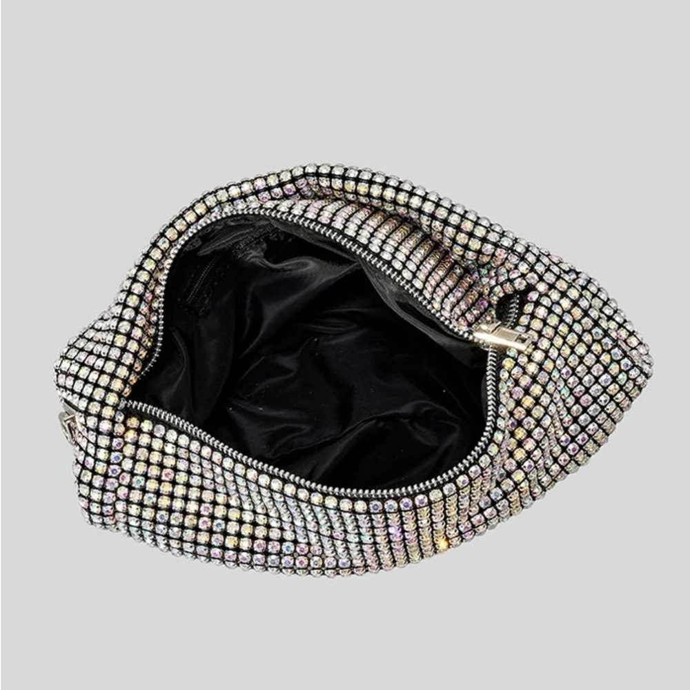Rhinestone Crescent hand Bag – Glam Statement Piece(black) - Picture 3 of 6